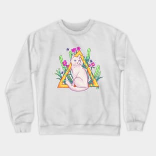 Cute White cat with blue eyes Crewneck Sweatshirt